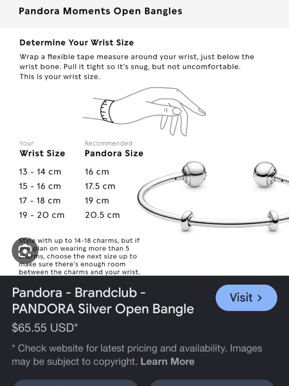 Authentic Pandora Bracelet Bangle Charm & Stoppers - Picture 7 of 7